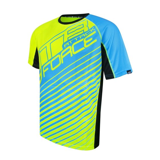 Force Attack Maglia Manica Corta Fluo/Azzurro